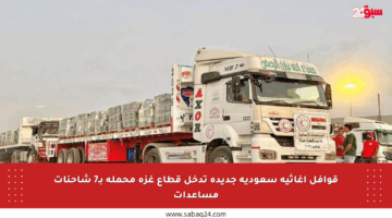 قوافل إغاثية سعودية جديدة تدخل قطاع غزة محملة بـ7 شاحنات مساعدات